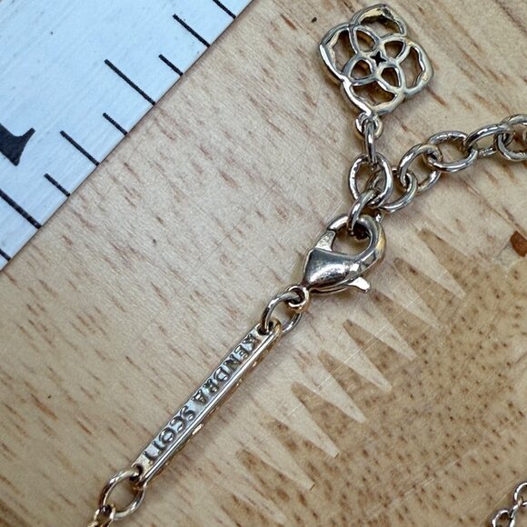 Kendra Scott Gold/Silver Oval Pendant Necklace With Intricate Cutout Design - Picture 12 of 12